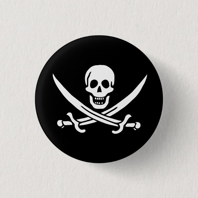 Badge Rond 2,50 Cm Drapeau Pirate Jolly Roger (Devant)