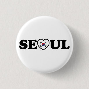 Badge Rond 2,50 Cm Drapeau Seoul Love Heart Taegeukgi