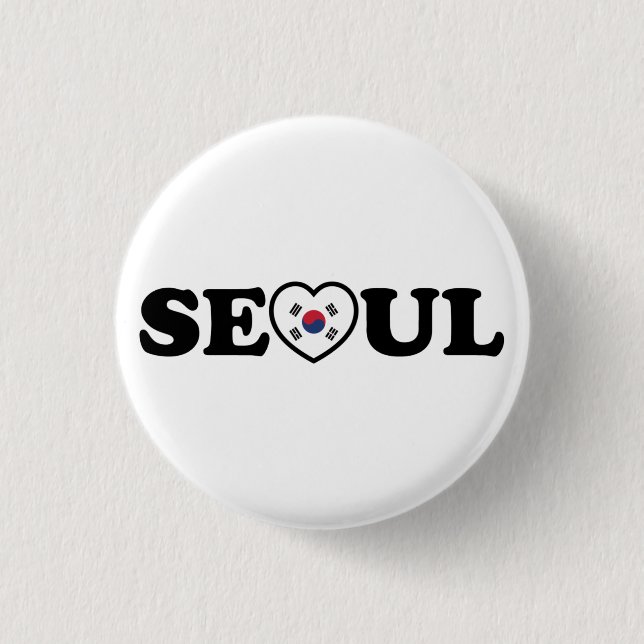 Badge Rond 2,50 Cm Drapeau Seoul Love Heart Taegeukgi (Devant)