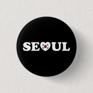 Badge Rond 2,50 Cm Drapeau Seoul Love Heart Taegeukgi