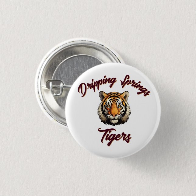 Badge Rond 2,50 Cm Dripping Springs Tigers School Spirit Pin (Devant & derrière)