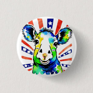 Badge Rond 2,50 Cm Drôle aquarelle mouton coloré