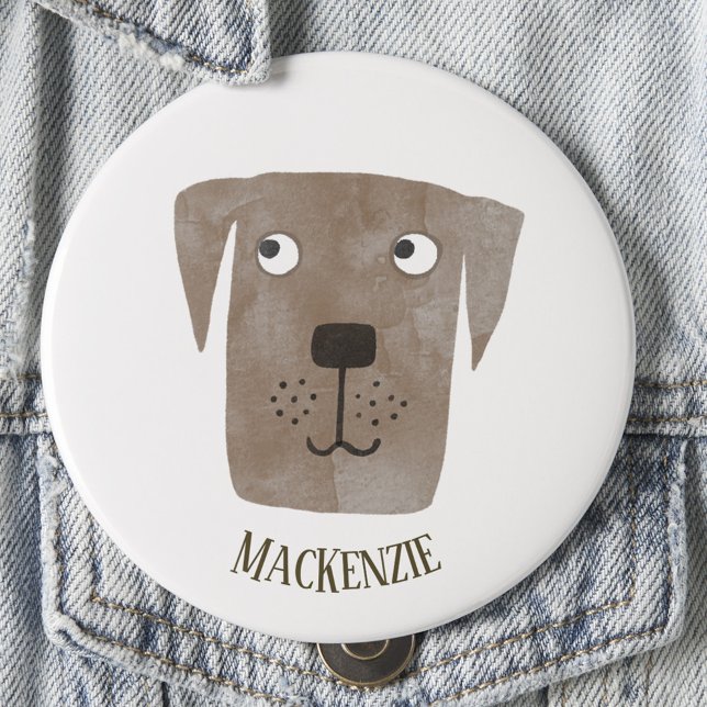 Badge Rond 2,50 Cm Drôle Chocolat Labrador Retriever Chien Nom Person (Fun Chocolate Labrador Retriever dog personalized button)
