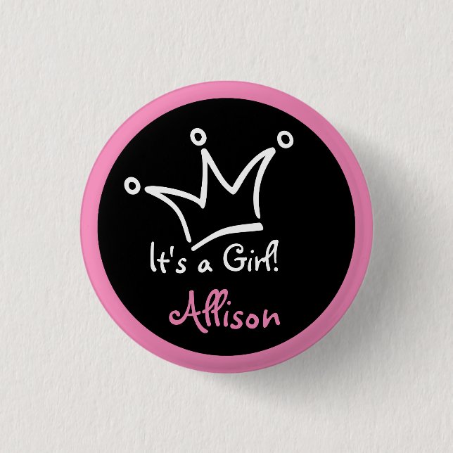 Badge Rond 2,50 Cm Drôle Couronne blanche + votre backgr. & texte (Devant)