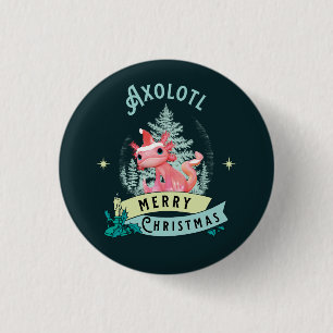 Badge Rond 2,50 Cm Drôle d'Axolotl Joyeux Noël