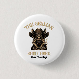 Badge Rond 2,50 Cm Drôle de Cowboy Berger Allemand Allemand Shed-Herd