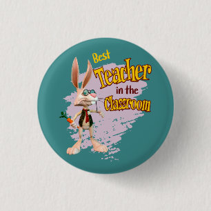 Badge Rond 2,50 Cm Drôle de lapin meilleur professeur de la classe