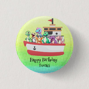 Badge Rond 2,50 Cm Drôle dinosaure Yacht fête d'anniversaire do-it-yo