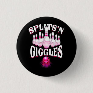 Badge Rond 2,50 Cm Drôle Splings _n Giggles Bowling Team Bowler Sport