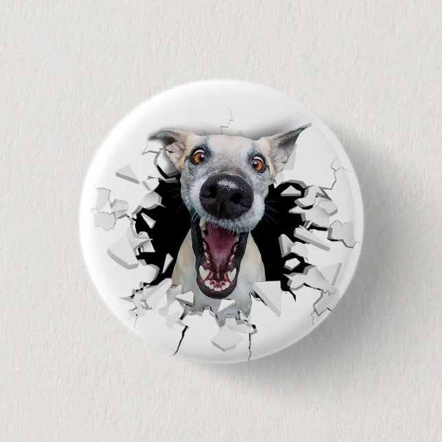 Badge Rond 2,50 Cm Drôle visage chien (Devant)