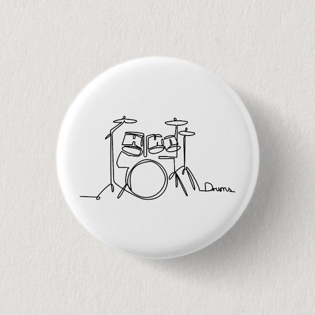 Badge Rond 2,50 Cm Drummer Music Design Drums One-Line (Devant)