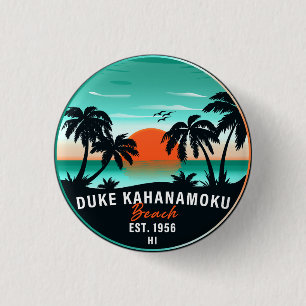 Badge Rond 2,50 Cm Duke Kahanamoku Beach Hawaii Retro Sunset Souvenir