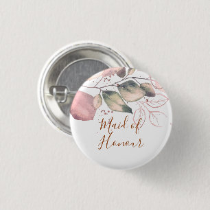 BADGE ROND 2,50 CM EAU VERTE BLANCHE ROSE BLANCHE MAIN D'HONNEUR