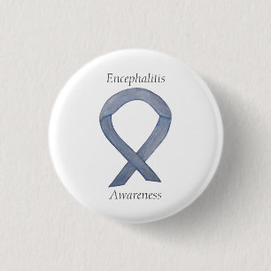 Badge Rond 2,50 Cm Écéphalite Silver Sensibilisation Ruban Personnali