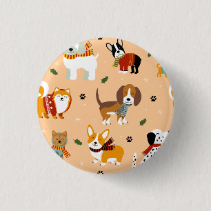 Badge Rond 2,50 Cm Écharpes festives d'hiver pour chiots
