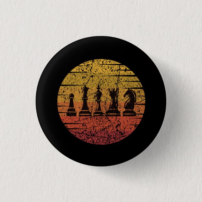 Badge Rond 2,50 Cm Échecs Pièces d'échecs Retro (Devant)