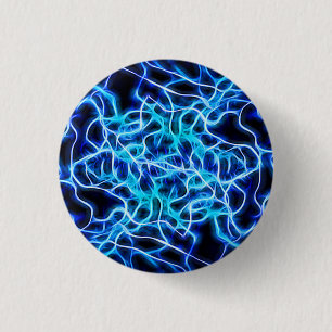Badge Rond 2,50 Cm Éclair électrique néon bleu Tesla Coil
