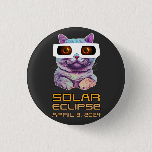 Badge Rond 2,50 Cm Éclipse solaire avec chat (Devant)