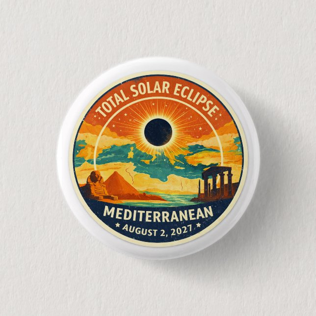 Badge Rond 2,50 Cm Éclipse solaire méditerranéenne de 2027 (Devant)