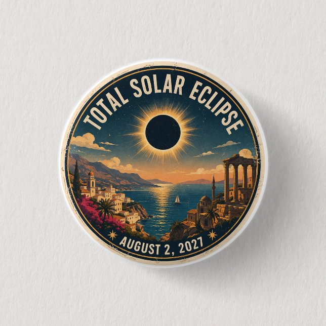 Badge Rond 2,50 Cm Éclipse solaire totale 2027  (Devant)