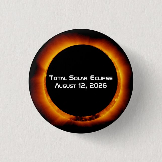 Badge Rond 2,50 Cm Éclipse solaire totale de 2026 (Devant)