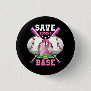 Badge Rond 2,50 Cm Économisez 2ème Base Baseball Basse Cercle de sens