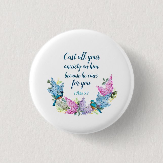 Badge Rond 2,50 Cm Écriture 1 Pierre 5:7 (Devant)