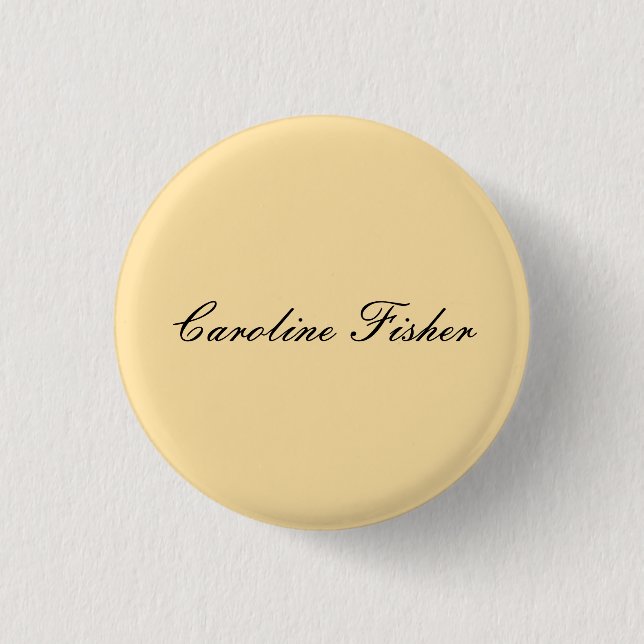 Badge Rond 2,50 Cm Écriture Manuelle Classique Simple Beige (Devant)