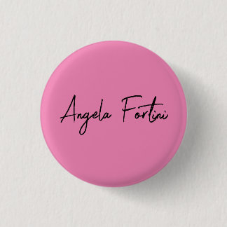 Badge Rond 2,50 Cm Écriture manuscrite Nom professionnel simple rose