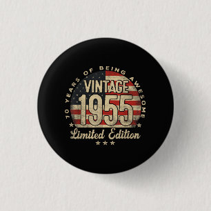 Badge Rond 2,50 Cm Édition limitée vintage 1955 Cadeaux USA âgés de 7