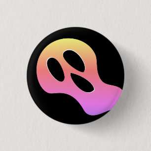 Badge Rond 2,50 Cm Éffrayant dégradé couleur effrayant visage fantôme
