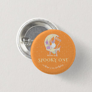 Badge Rond 2,50 Cm Éffrayant One Boy Cute Ghost Halloween 1er Anniver