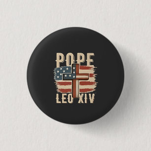 Badge Rond 2,50 Cm Église chrétienne du pape Léon XIV Drapeau américa