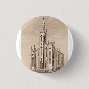 Badge Rond 2,50 Cm Église Saint-Nicolas de New York croquis vintage