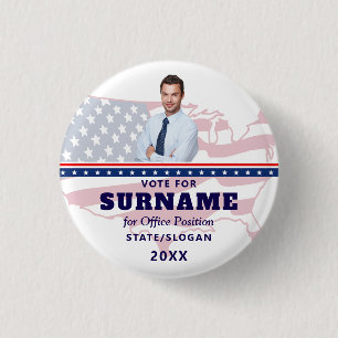 Badge Rond 2,50 Cm Élection politique bleue Campagne Candidat personn