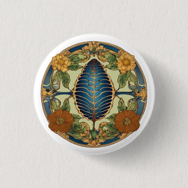 Badge Rond 2,50 Cm "Élégance florale : Bouton d'impression florale" (Devant)