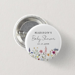 Badge Rond 2,50 Cm Élégant Baby shower Fleur sauvage Meadow