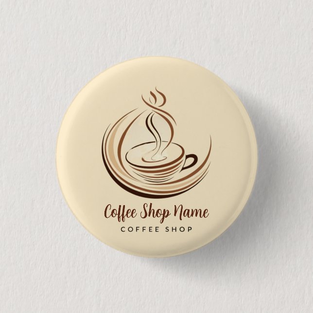 Badge Rond 2,50 Cm Élégant café Brown espresso logo d'entreprise (Devant)