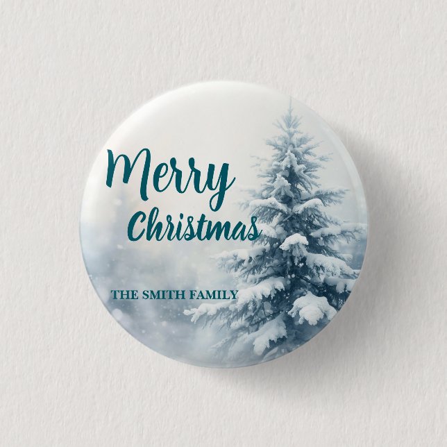 Badge Rond 2,50 Cm Elegant Christmas Xmas winter pine tree forest Hol (Devant)