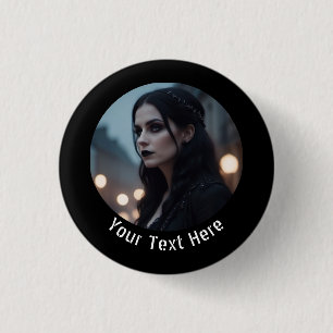 Badge Rond 2,50 Cm Élégant Emo noir gothique Insigne photo personnali