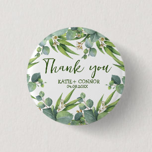 Badge Rond 2,50 Cm Elégant Eucalyptus verdure Favoriser le Merci