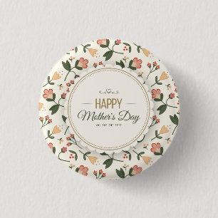 Badge Rond 2,50 Cm Élégant floral Happy Mère's Day Pin bouton
