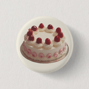 Badge Rond 2,50 Cm Élégant gâteau à la crème de fraise