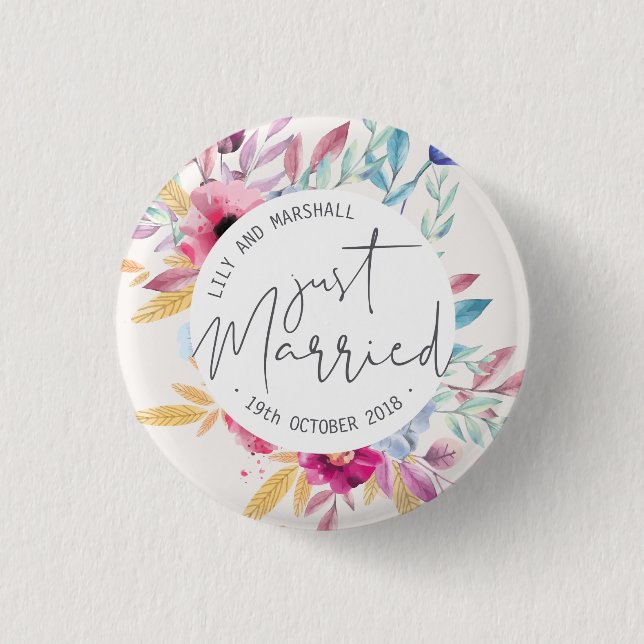 Badge Rond 2,50 Cm Élégant Mariage marié | Bouton d'épingle (Devant)