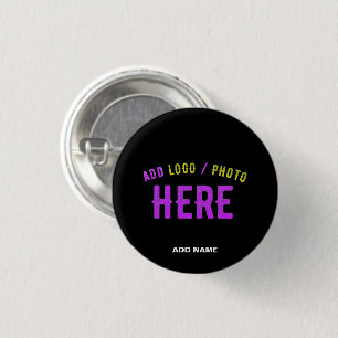 BADGE ROND 2,50 CM ÉLÉGANT MODERNE PERSONNALISABLE NOIR MARQUE VÉRIFI