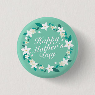 Badge Rond 2,50 Cm Elegant Mother's Day Floral Wreath   Pin Button