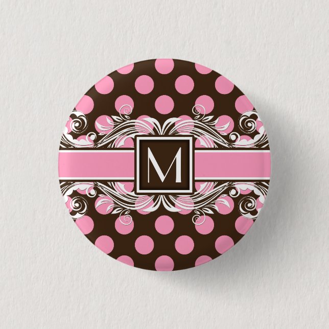 Badge Rond 2,50 Cm Élégant Motif de points géométriques monogrammes (Devant)