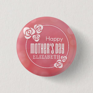 Badge Rond 2,50 Cm Elegant Personalized Happy Mother's Day Pin Button
