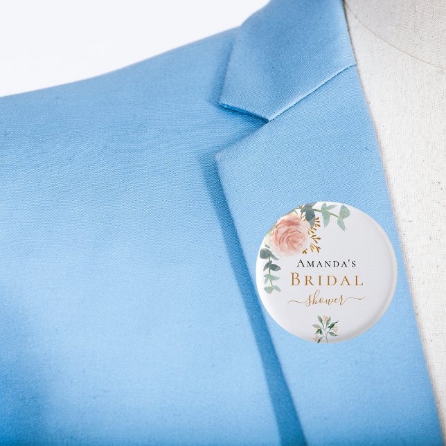 Badge Rond 2,50 Cm Élégant rose gold floral eucalyptus pour enterreme (Créateur téléchargé)