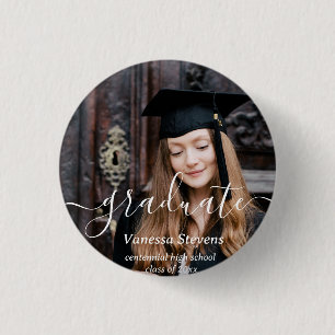 Badge Rond 2,50 Cm Élégant script personnalisé diplôme photo